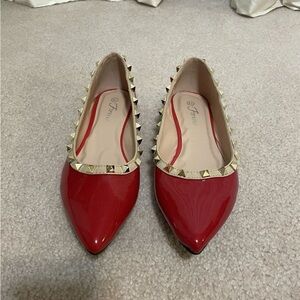 Forever Link Red Flats with Gold Studs